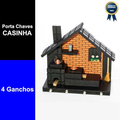 Imagem de Porta Chaves de Parede Casinha Mineira Artesanal G Laranja