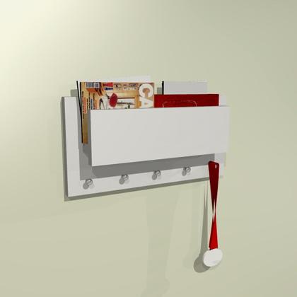 Imagem de Porta Chaves De Parede Com Suporte Para Cartas Branco