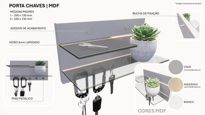 Imagem de Porta Chaves MDF fitado os 4 lados Prateleiras Vidro, Cinza