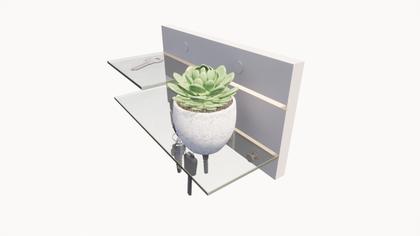 Imagem de Porta Chaves MDF fitado os 4 lados Prateleiras Vidro, Cinza