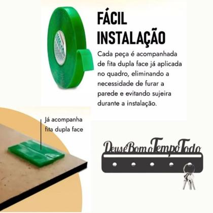 Imagem de Porta Chaves Para Parede Decoração Em Mdf Preto Deus É Bom