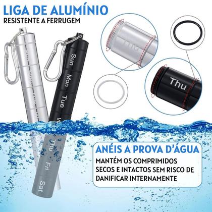Imagem de Porta Comprimidos Capsulas Bolsa Camping Viagem Metal Resistente Rosqueável Compacto -