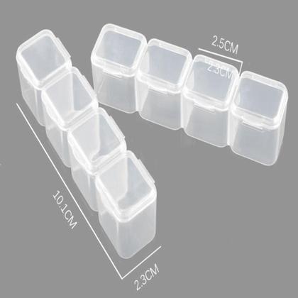 Imagem de Porta comprimidos grande suplementos com 56 divisorias caixa de medicamentos costura organizador transparente branco lux