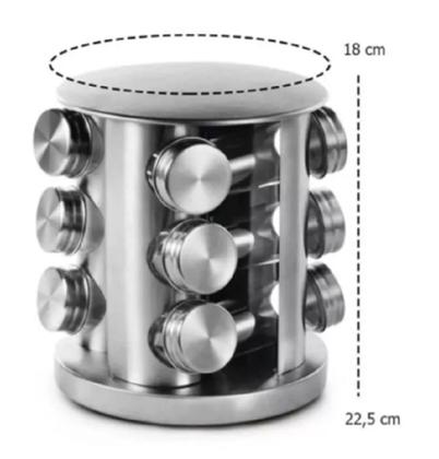 Imagem de Porta Condimentos 12 Peças com Base Giratória em Inox - Futuro