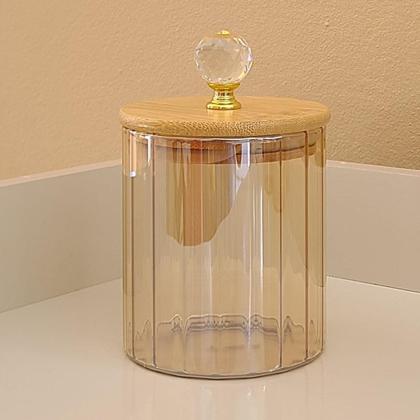 Imagem de Porta Condimentos de Vidro Hermético 500ml com Tampa de Bambu Pote para cozinha Sala Banheiro