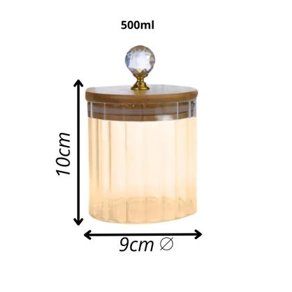 Imagem de Porta Condimentos de Vidro Hermético 500ml com Tampa de Bambu Pote para cozinha Sala Banheiro