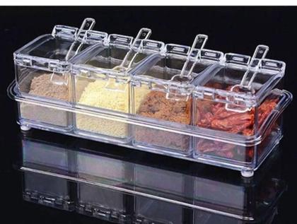Imagem de Porta Condimentos E Temperos Acrílico Lindo Crystal 4 Potes