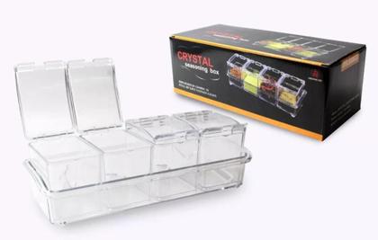 Imagem de Porta Condimentos E Temperos Acrílico Lindo Crystal 4 Potes