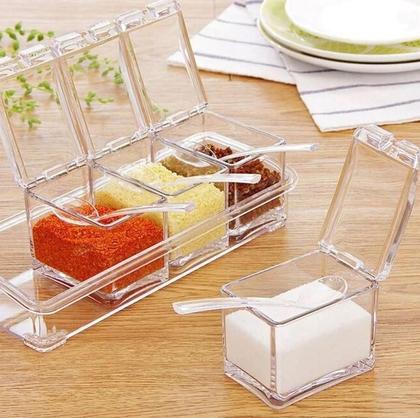 Imagem de Porta Condimentos E Temperos Acrílico Lindo Crystal 4 Potes