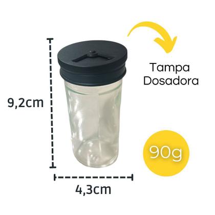 Imagem de Porta Condimentos Temperos Organizador Giratório 360º 6 Potes Vidro Tampa Dosadora Preto