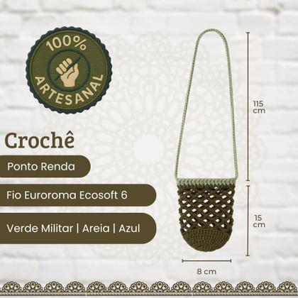 Imagem de Porta Copo de Crochê Artesanal com Alça Longa Feito à Mão Sustentável Estiloso