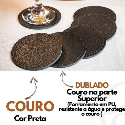 Imagem de Porta copo de mesa Descanso copo em couro promoção Kit com 6