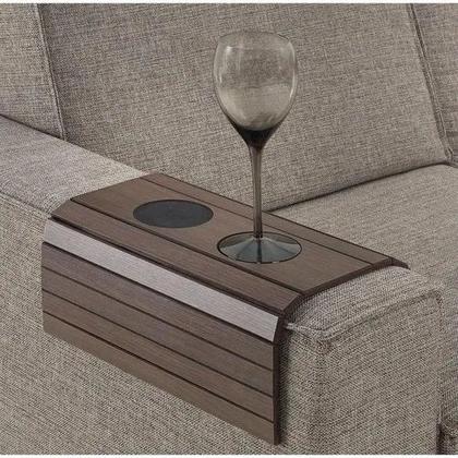 Imagem de Porta Copos e Controle Remoto em Madeira para Braço do Sofá