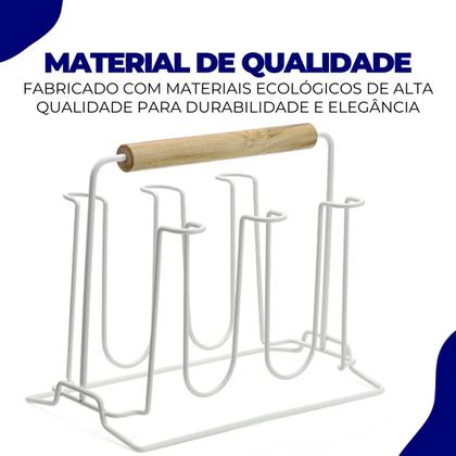 Imagem de Porta Copos Suporte Copos P/ 6 Copos Cozinha Mesa Escorredor Restaurante Secador Branco Arthi