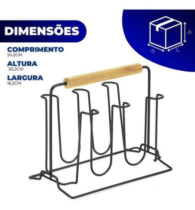 Imagem de Porta Copos Suporte Copos para 6 Copos Cozinha Mesa Escorredor Arthi