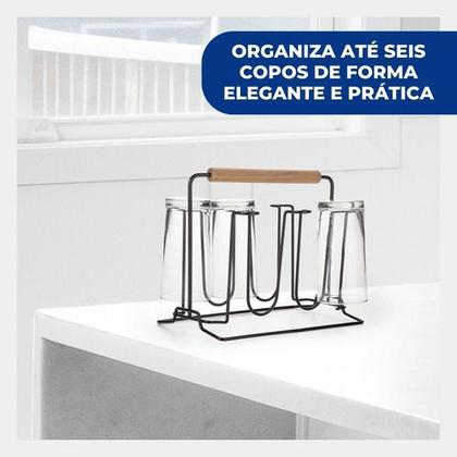 Imagem de Porta Copos Suporte Copos para 6 Copos Cozinha Mesa Escorredor Arthi
