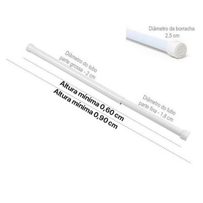 Imagem de Porta Cortina Box Varão Universal De Banheiro 0,60 Até 0,90m Maxeb