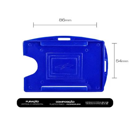 Imagem de Porta Crachá Vertical e Horizontal Rígido Azul Royal 50un