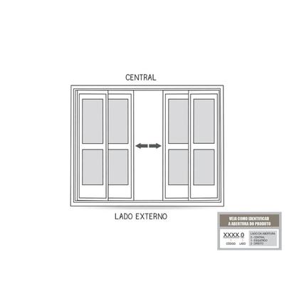 Imagem de Porta de Aço de Correr com Postigo e Grade Mosaico 4 Folhas 213x200cm Facilitá Lucasa