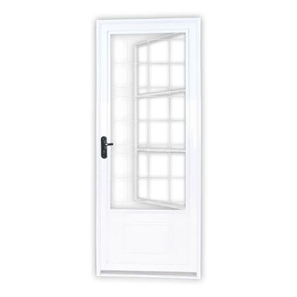 Imagem de Porta de Aço Postigo 215x85cm com Grade Quadrada Minas Sul MGM Abertura Esquerda Branco