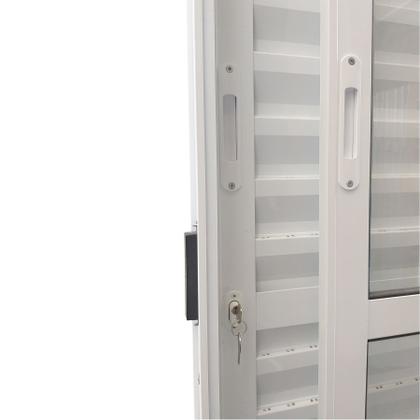 Imagem de Porta de Alumínio Balcão 3 Folhas Branca Linha 25 Com Fechadura - DC
