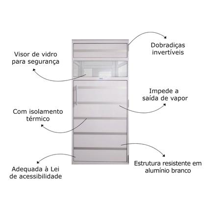 Imagem de Porta de Alumínio Branco com Contramarco para Sauna a Vapor 0,99x1,99 m - Sodramar
