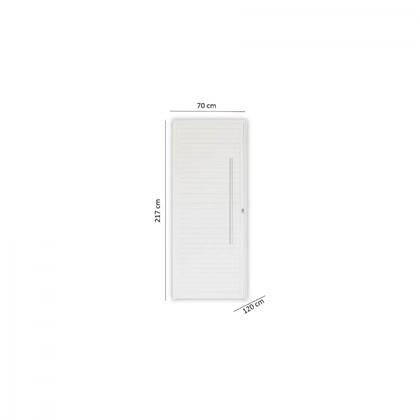 Imagem de Porta de Alumínio Lambri 210x70cm com Fechadura Rolete e Puxador Project MGM Abertura Esquerda Branco