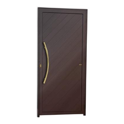 Imagem de Porta de Aluminio Lambril 210x100cm com Puxador Super Savana Brimak Marrom Corten Dourado