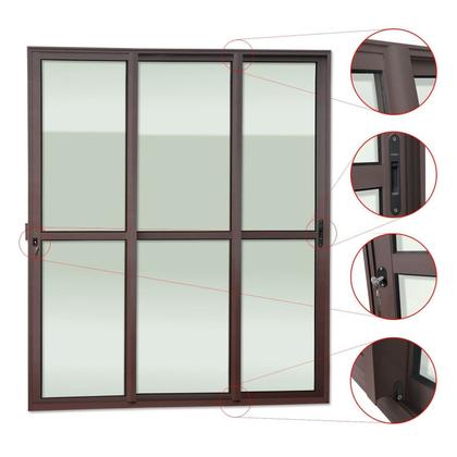 Imagem de Porta de Correr 3 Folhas Moveis Sequenciais 210 X 200 Elite com Fechadura Tetra Vidro Liso