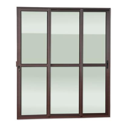 Imagem de Porta de Correr 3 Folhas Moveis Sequenciais 210 X 200 Elite com Fechadura Tetra Vidro Liso