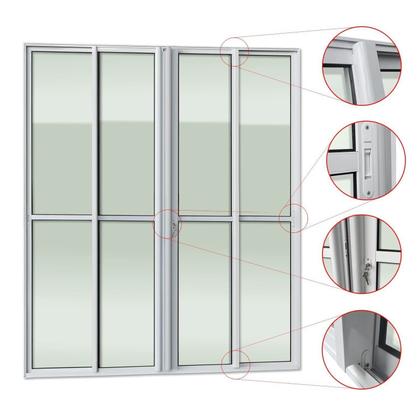 Imagem de Porta de Correr 4 Folhas Moveis 210 X 240 Elite com Fechadura Tetra Vidro Liso