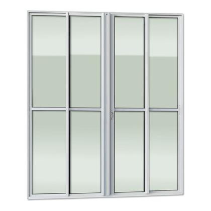 Imagem de Porta de Correr 4 Folhas Moveis 210 X 240 Elite com Fechadura Tetra Vidro Liso