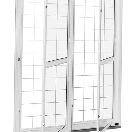 Imagem de Porta de Correr de Aço 215x160cm Pantografica Grade Quadrada Ideal Crv Esquadrias Branco