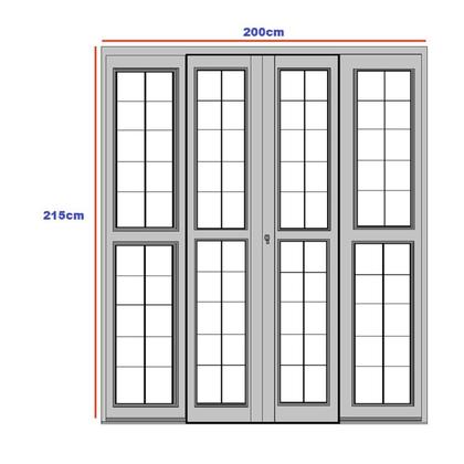 Imagem de Porta de Correr de Aço 215x200cm Pantografica Grade Quadrada Ideal Crv Esquadrias Branco