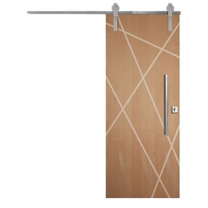 Imagem de Porta de Correr Padrão Imbuia Agatha Trilho Soft Puxador Tubolar 800 Mm 92 X 210 Direito Natural