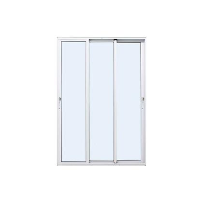 Imagem de Porta de Correr Panorâmica em Alumínio Branco Caribe Max 215x200x11,8cm 3 Folhas Móveis c/ Vidro Temperado Jap
