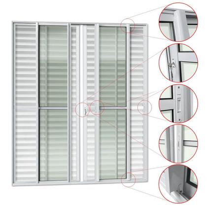 Imagem de Porta de Correr Venez. 6 Folhas Moveis 210 X 200 Elite com Fechadura Tetra Vidro Liso