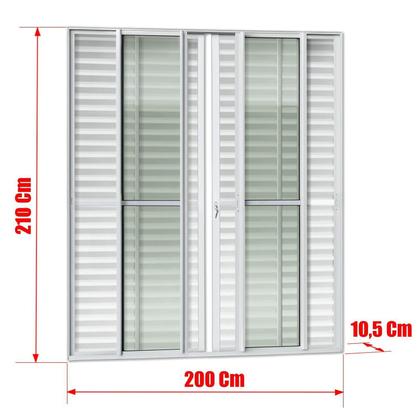 Imagem de Porta de Correr Venez. 6 Folhas Moveis 210 X 200 Elite com Fechadura Tetra Vidro Liso