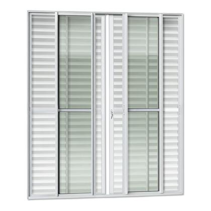 Imagem de Porta de Correr Venez. 6 Folhas Moveis 210 X 200 Elite com Fechadura Tetra Vidro Liso