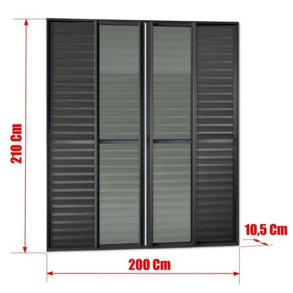 Imagem de Porta de Correr Venez. 6 Folhas Moveis 210 X 200 Elite com Fecho Automático Vidro Liso