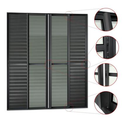 Imagem de Porta de Correr Venez. 6 Folhas Moveis 210 X 200 Elite com Fecho Automático Vidro Liso