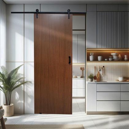 Imagem de Porta de Madeira Celeiro Sobrepor 215x70cm Melamínica MDF Ultra MGM Ipê