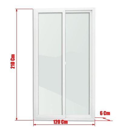 Imagem de Porta de PVC de Correr 210x120cm com 2 Folhas e Vidro Liso Temperado ITEC Brimak