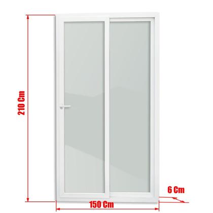 Imagem de Porta de PVC de Correr 210x150cm com 2 Folhas e Vidro Liso Temperado com Cremona ITEC Brimak