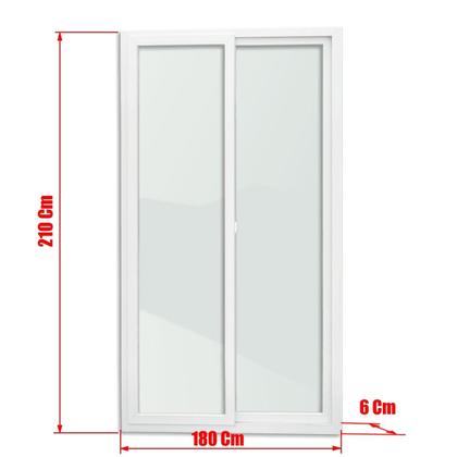 Imagem de Porta de PVC de Correr 210x180cm com 2 Folhas e Vidro Liso Temperado ITEC Brimak