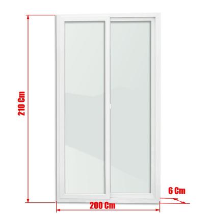 Imagem de Porta de PVC de Correr 210x200cm com 2 Folhas e Vidro Liso Temperado ITEC Brimak