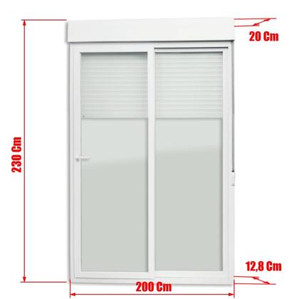 Imagem de Porta de PVC Integrada 230x200cm com 2 Folhas e Vidro Liso Temperado com Cremona  ITEC Brimak
