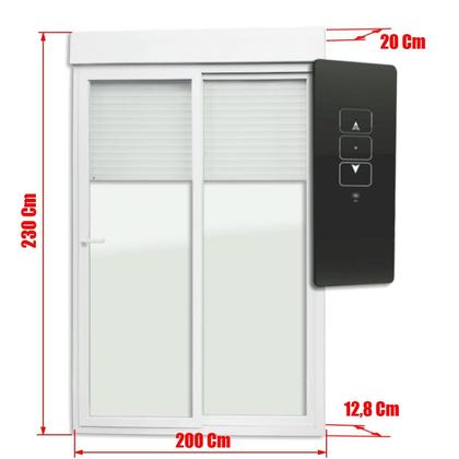 Imagem de Porta de PVC Integrada 230x200cm Vidro Temperados com Cremona e Controle Remoto ITEC Brimak