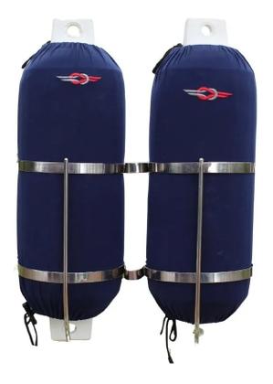 Imagem de Porta Defensa Suporte Inox Duplo Lancha Barco G5/f2/f3 Kit 2