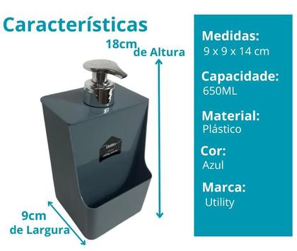 Imagem de Porta Detergente Dispenser Sabão Liquido Suporte Bucha 600ml